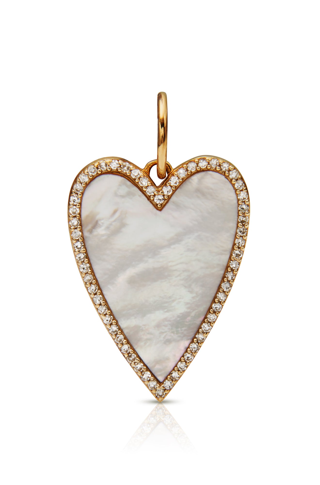 Pearl Heart Necklace in White, Yellow or Rose Gold