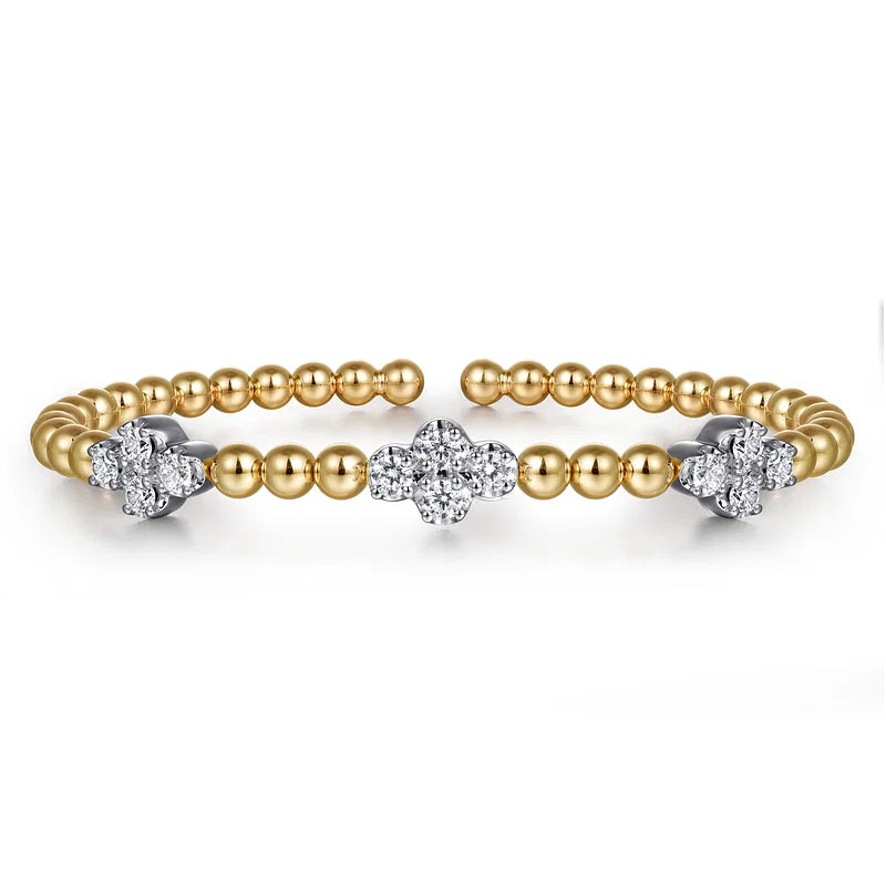 14KYW Cluster Diamond Bangle with Lock