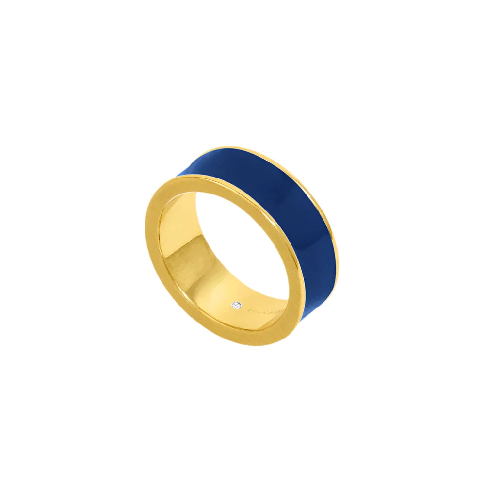 Blue Enamel Thick Stacking Ring