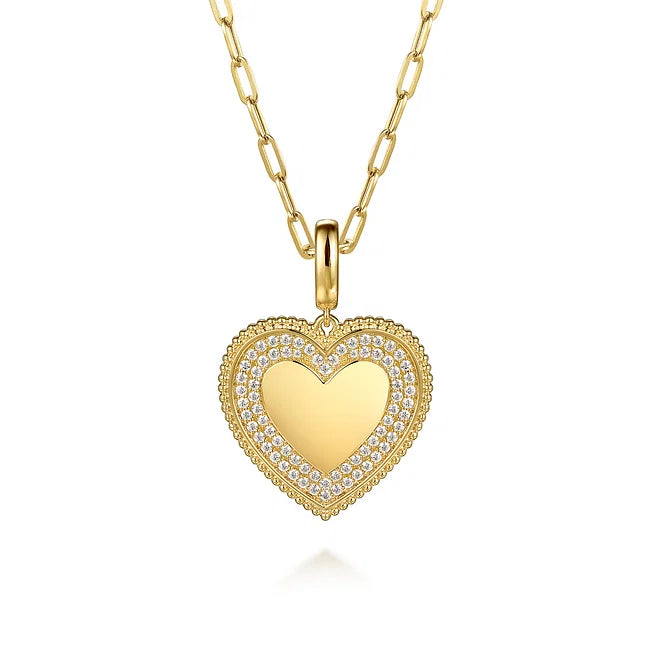 14KY Diamond Heart Medallion Charm