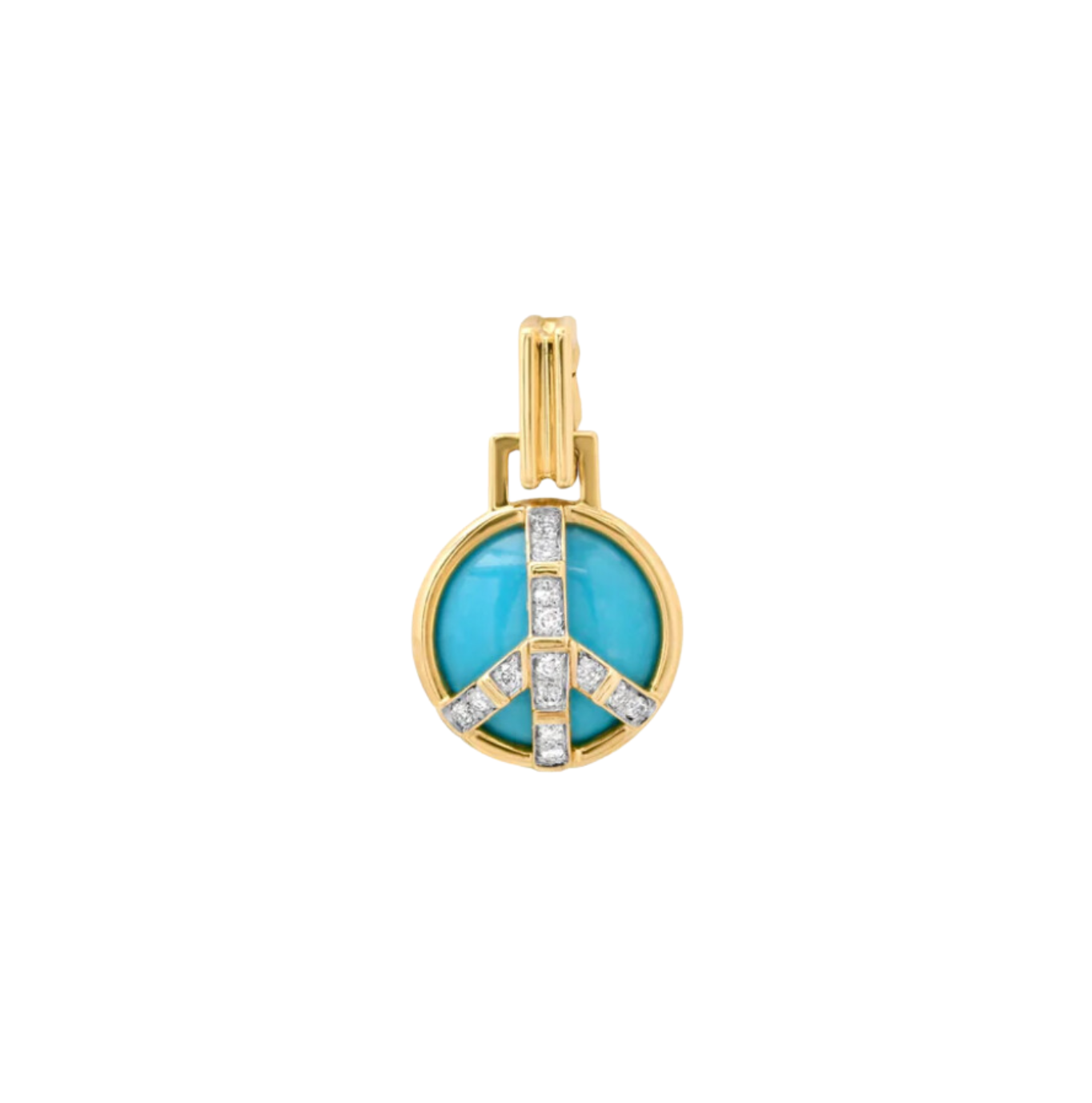 14KY Mini Peace Pendant Turquoise and Diamond