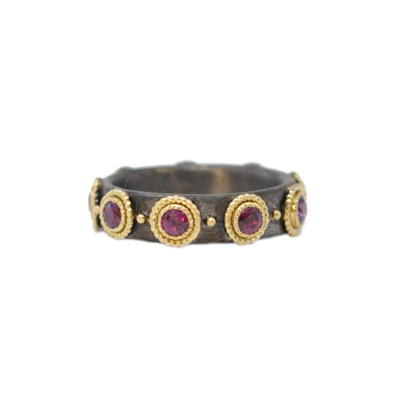 18KY and Silver Purple Garnet Stack Ring