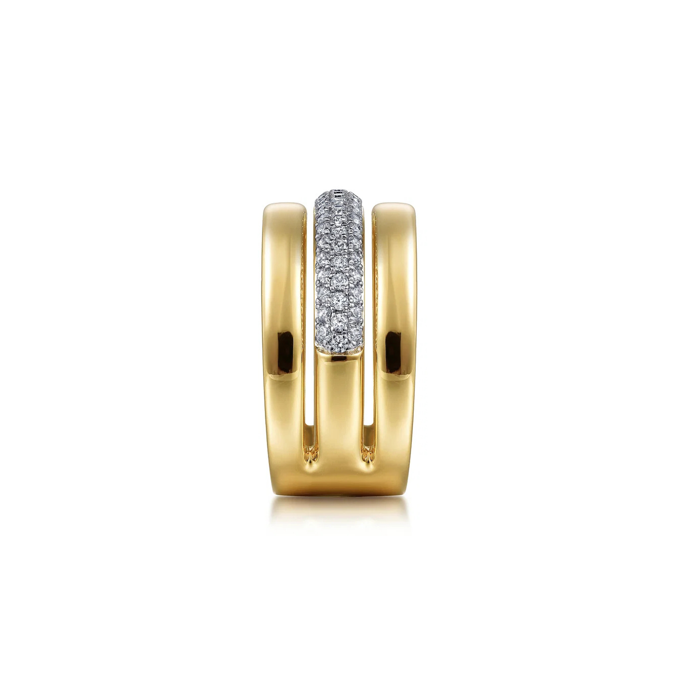 14KY Pave Diamond Wide Band Ring