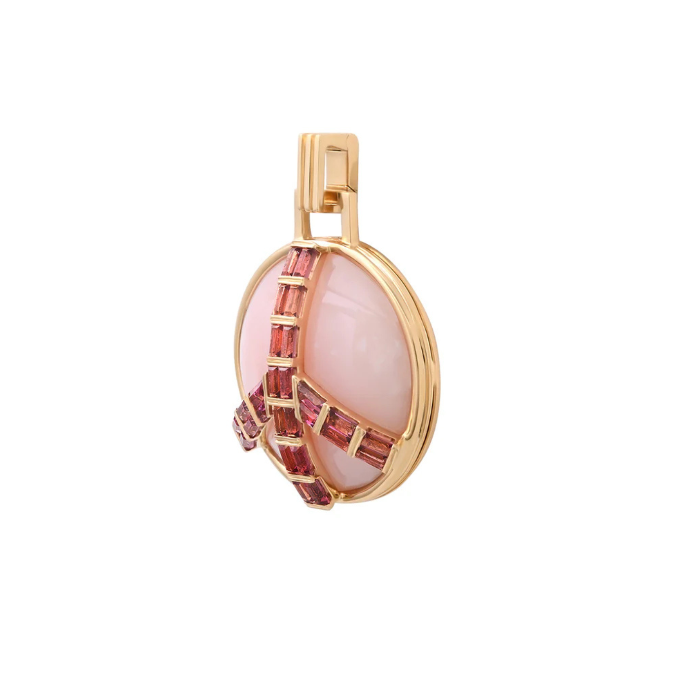 14KY Midsize Peace Pendant in Pink Opal and Pink Tourmaline