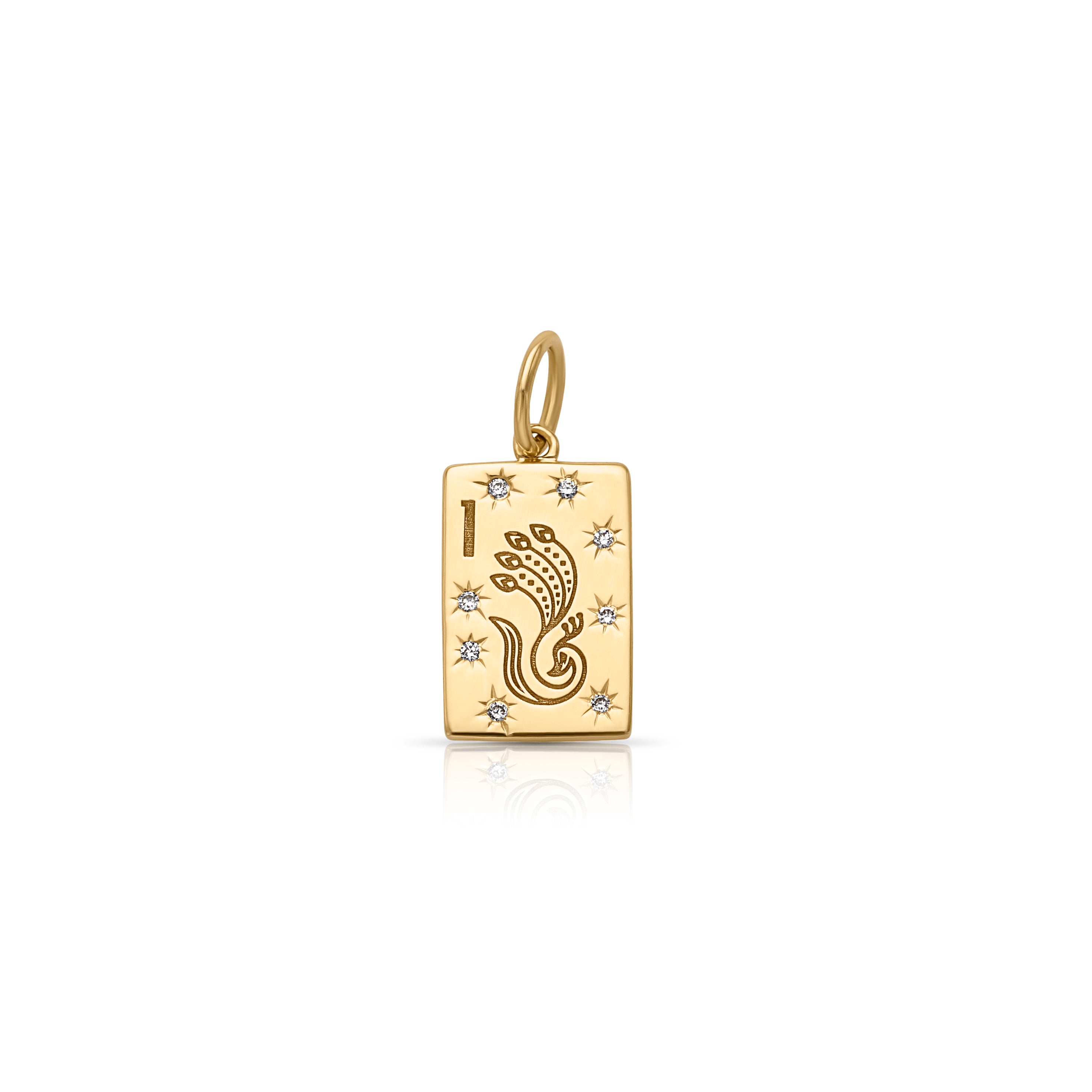 14KY Mini Mahjong 1 Bird Bam Charm