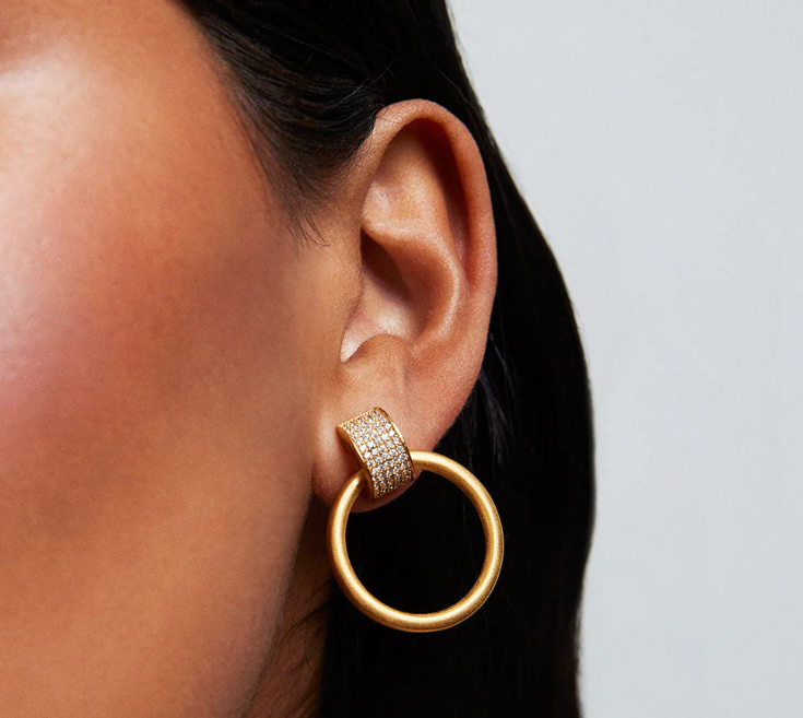 Petite Pave Drop Hoops