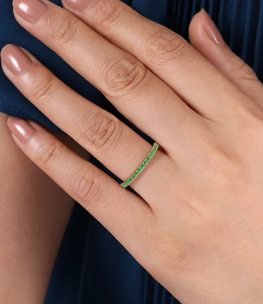 14KY Emerald Stackable Ring