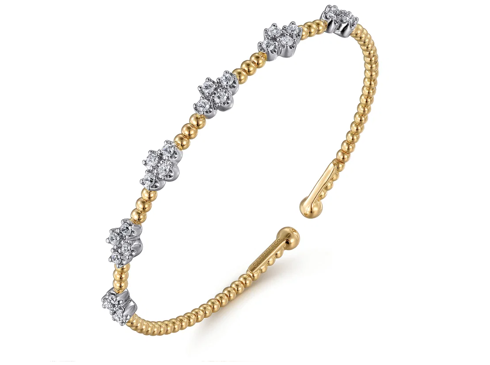 14K White-Yellow Gold Bujukan Diamond Bangle