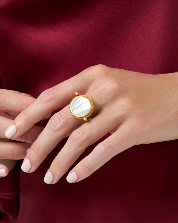 Revolving Coin Ring Gold Mother of Pearl