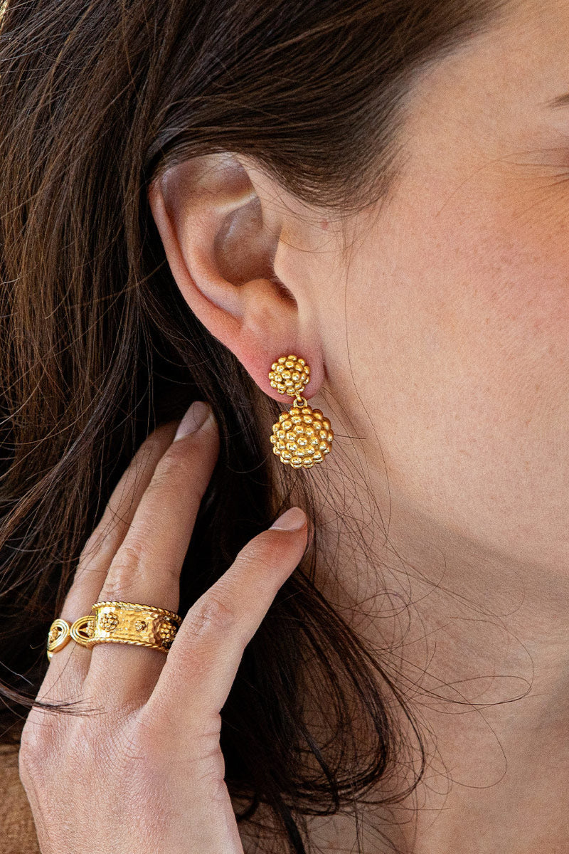 Gold Berry Double Drop Earrings