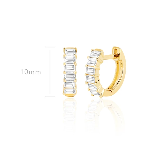 14K Prong Set Diamond Baguette Huggie Earrings