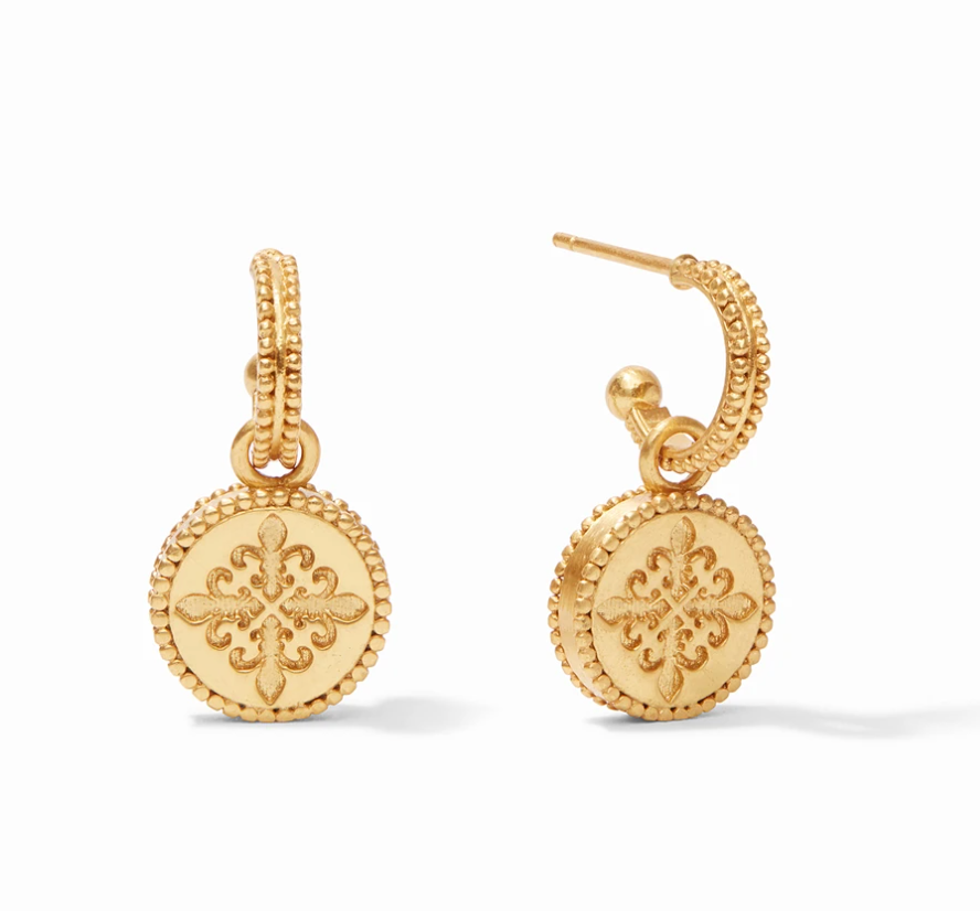 Fleur-de-Lis Hoop & Charm Earring