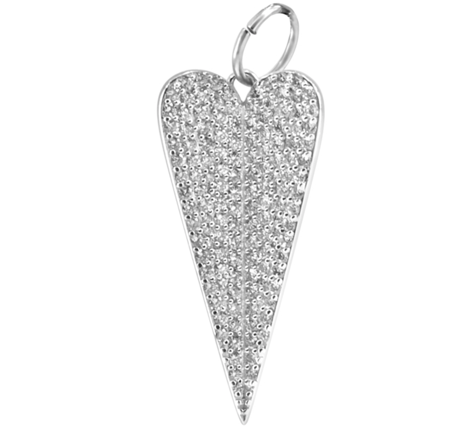 14K Pave Folded Heart Charm