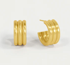 Linear Mini Hoops-Gold